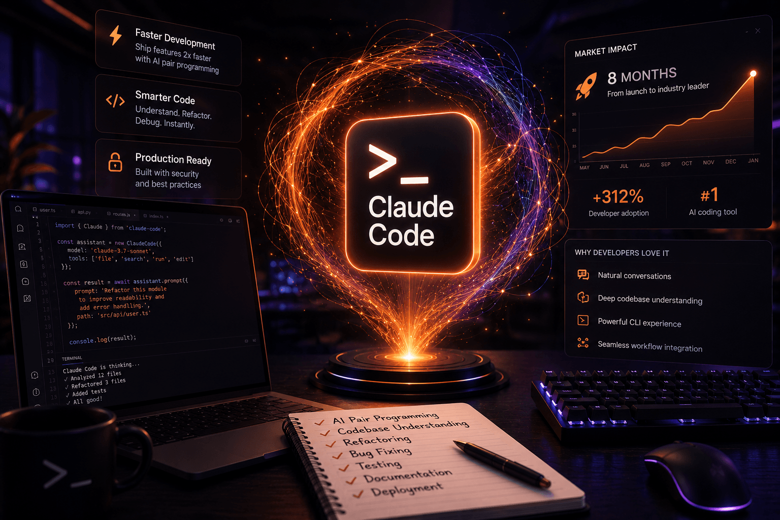 Illustration de l'article : Claude Code : avis complet 2026, l'outil qui a retourné le marché dev en 8 mois