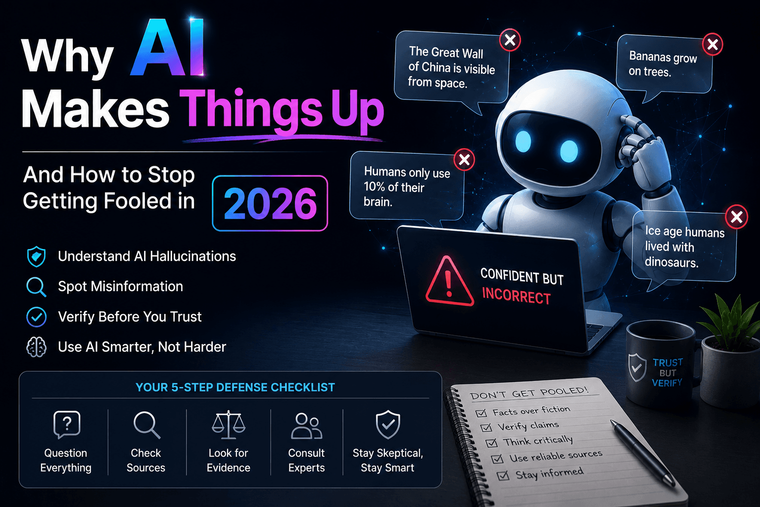 Article illustration: Why AI Makes Things Up — And How to Stop Getting Fooled in 2026