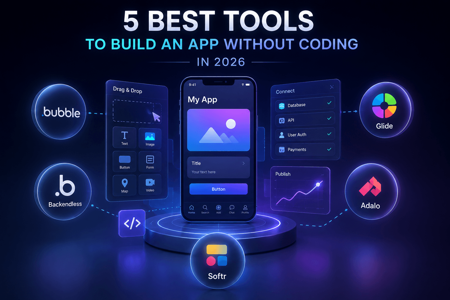 Illustration de l'article : 5 meilleurs outils pour créer une app sans coder en 2026 (testés en conditions réelles)