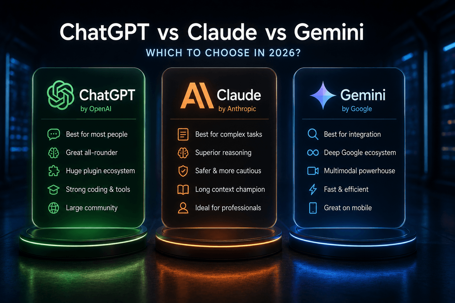 Illustration de l'article : ChatGPT vs Claude vs Gemini : lequel choisir en 2026 