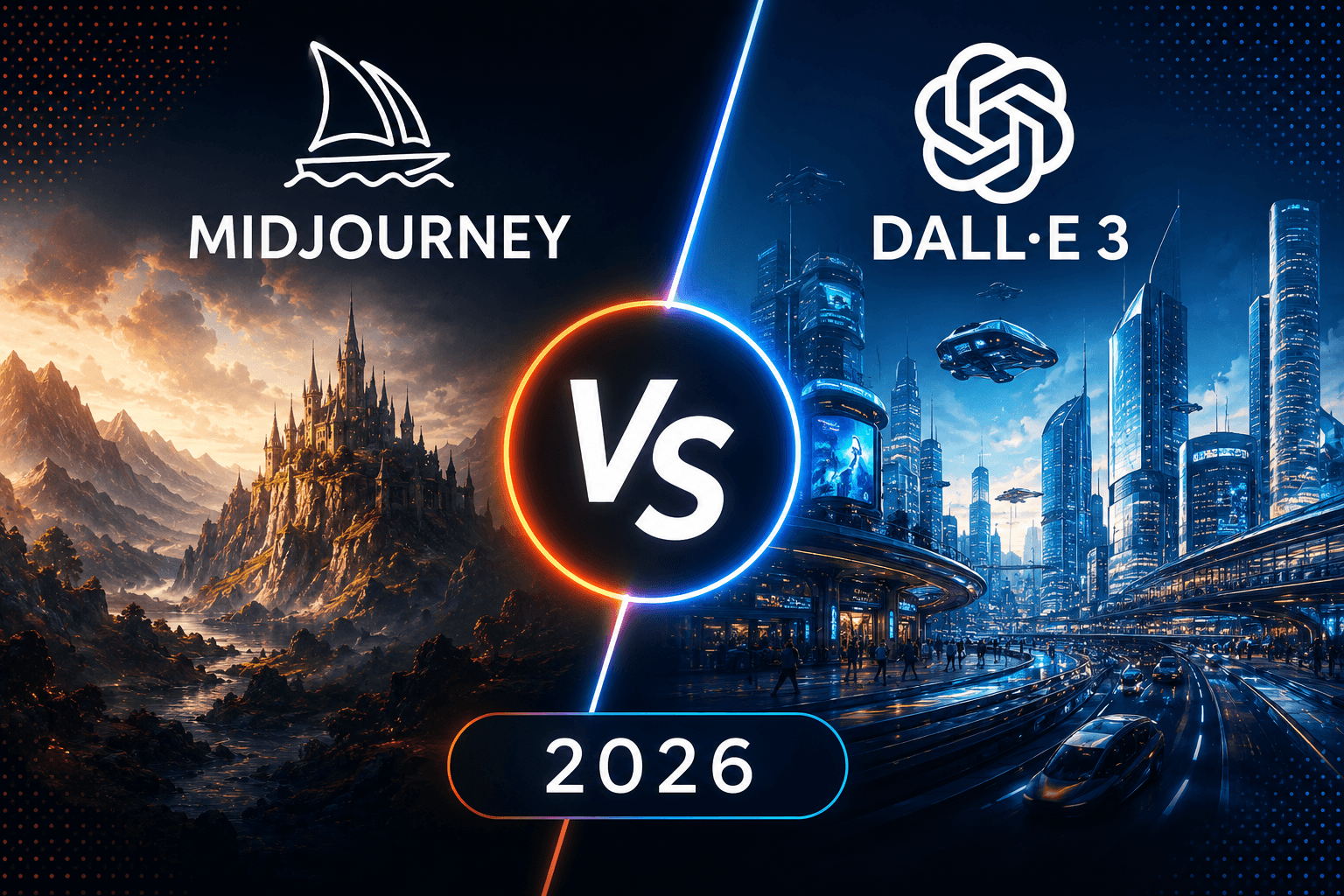 Illustration de l'article : Midjourney vs DALL-E 3 : comparatif complet 2026
