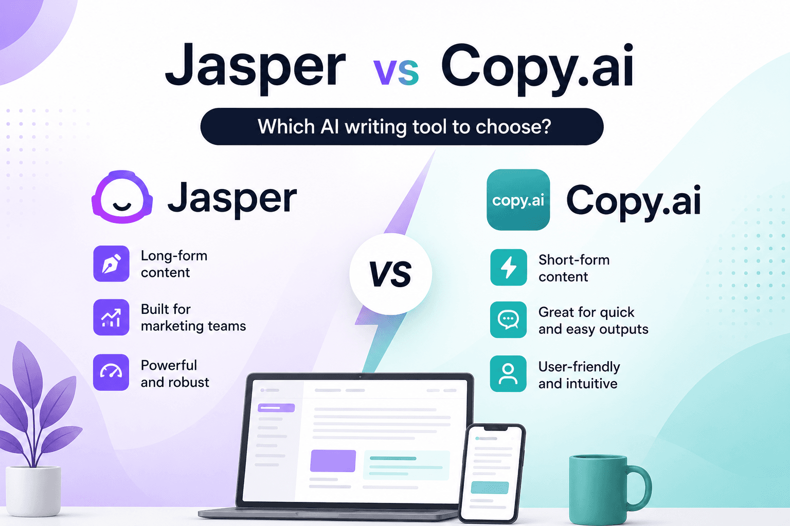 Illustration de l'article : Jasper vs Copy.ai : quel outil de rédaction IA choisir 