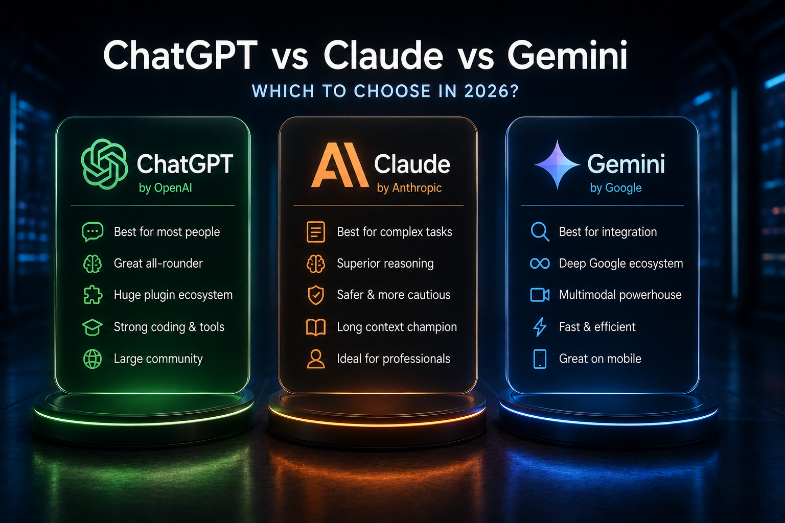 ChatGPT vs Claude vs Gemini : Comparison 2026 | Neuriflux | Neuriflux